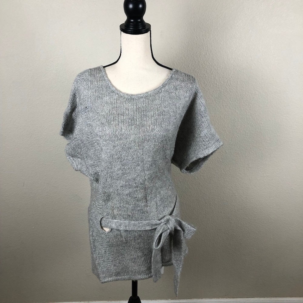 Isabella Rodriguez Mohair Blend Sweater Womens 12 Gray Tie Waist Office Capsule